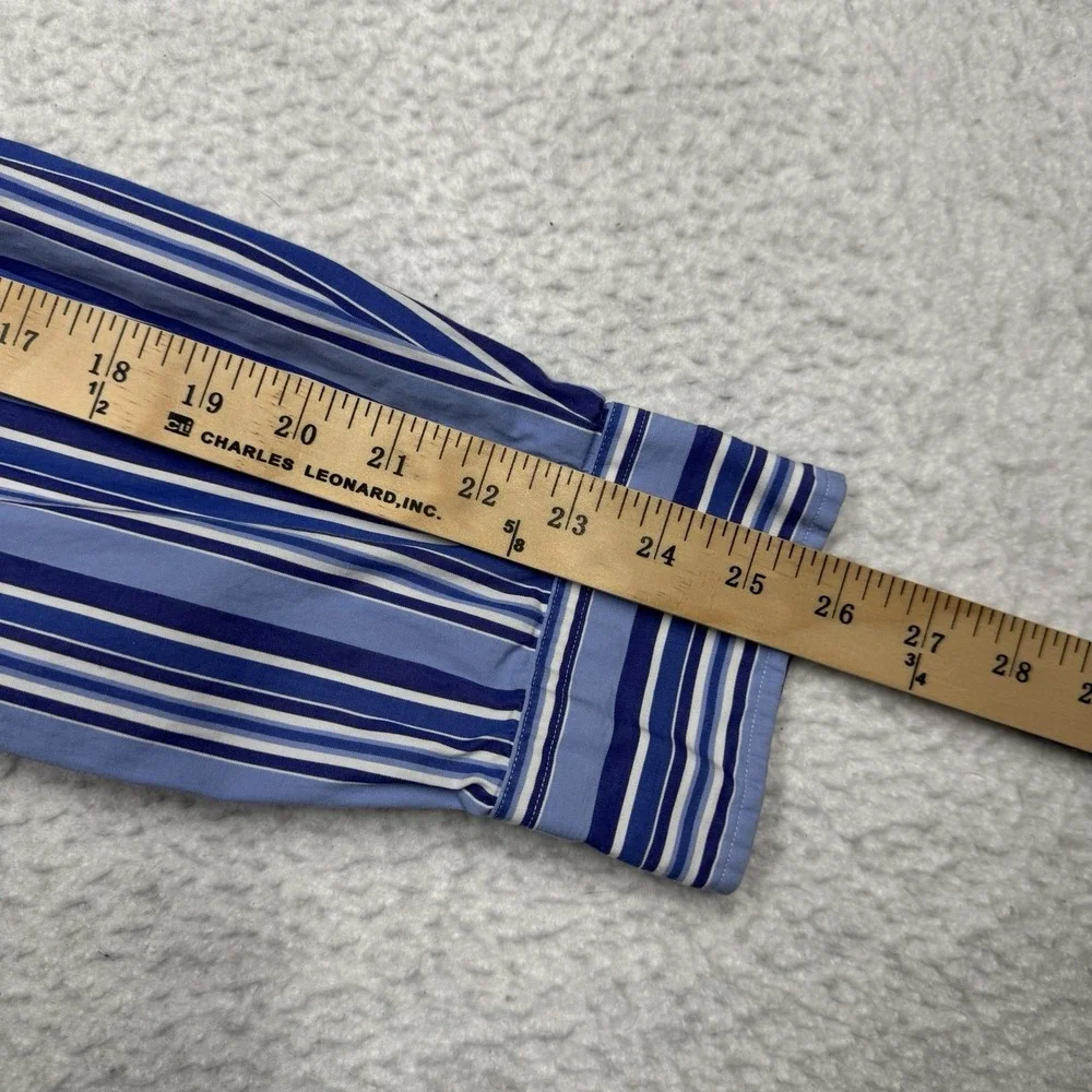 Vintage‎ Polo Ralph Lauren Shirt Button Preppy Blue Striped Men's Size XL